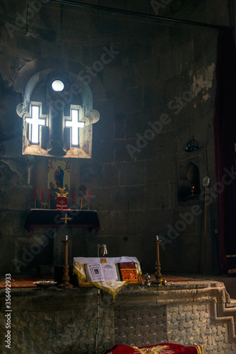 Εκτύπωση καμβά Windows in the form of a cross, view of the altar of the temple in Tatev Monaste