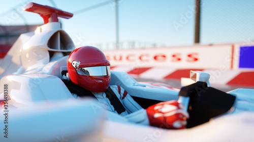 Fotografie Racer of formula 1 in a racing car