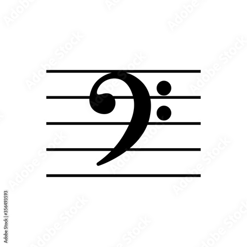 Bass clef outline icon. Symbol, logo illustration for mobile concept and web design.