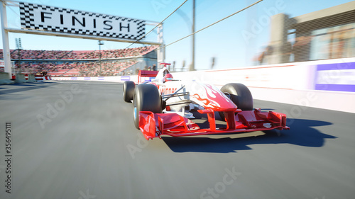 Race car. Very fast driving. 3d rendering.