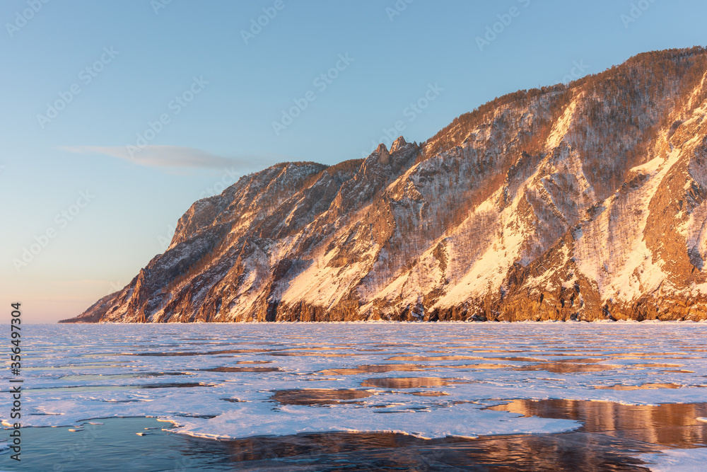 The popular sights of Lake Baikal in Russia, the stunning winter landscape.