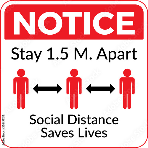 Social distancing sticker. Place the yellow and red floor sticker at a distance from the floor. Marking tape where there are a lot of people.