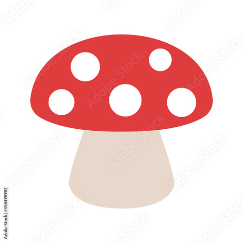 Vector illustration of a cute mushroom toadstool. Simple, flat style.
