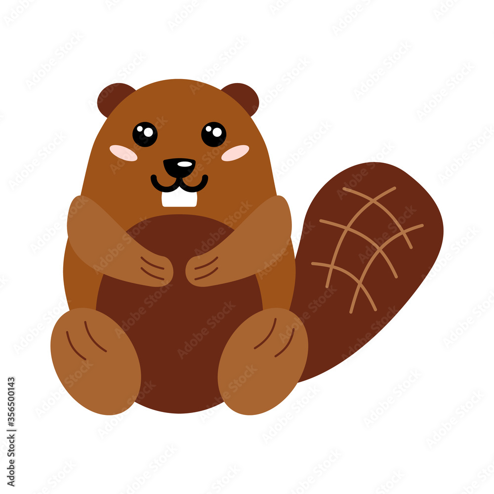 Vector illustration of a cute beaver. Simple, flat style. Vector illustration of a cute beaver. Simple, flat style.