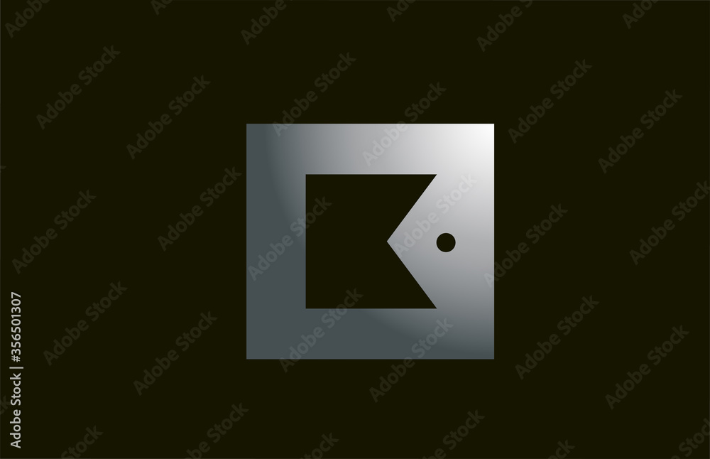 grey metal K alphabet letter logo for company and business with square design. Metallic template for corporate identity grey metal K alphabet letter logo for company and business with square design. Metallic template for corporate identity