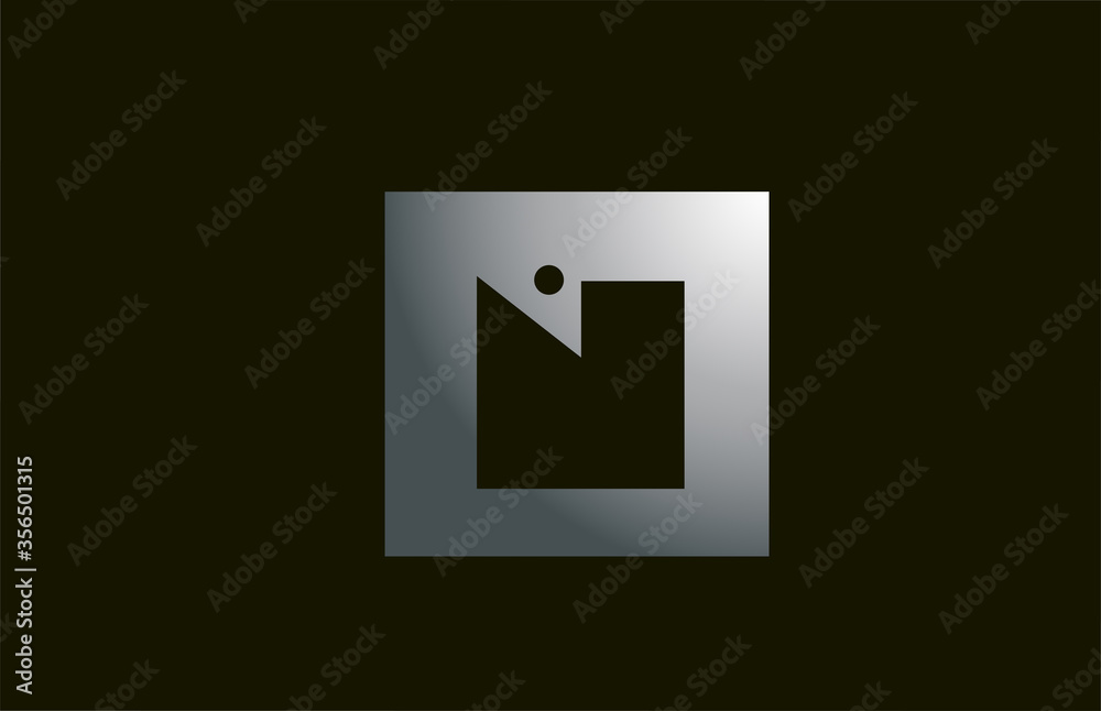 grey metal N alphabet letter logo for company and business with square design. Metallic template for corporate identity grey metal N alphabet letter logo for company and business with square design. Metallic template for corporate identity