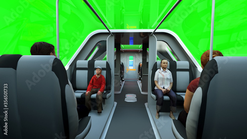 futuristic passenger flying bus. Transport of the future. 3d rendering isolate.