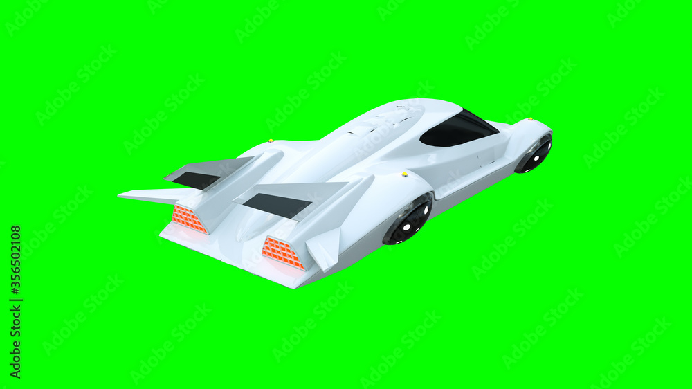 Futuristic flying car . Transport of future. Isolate. 3d rendering.