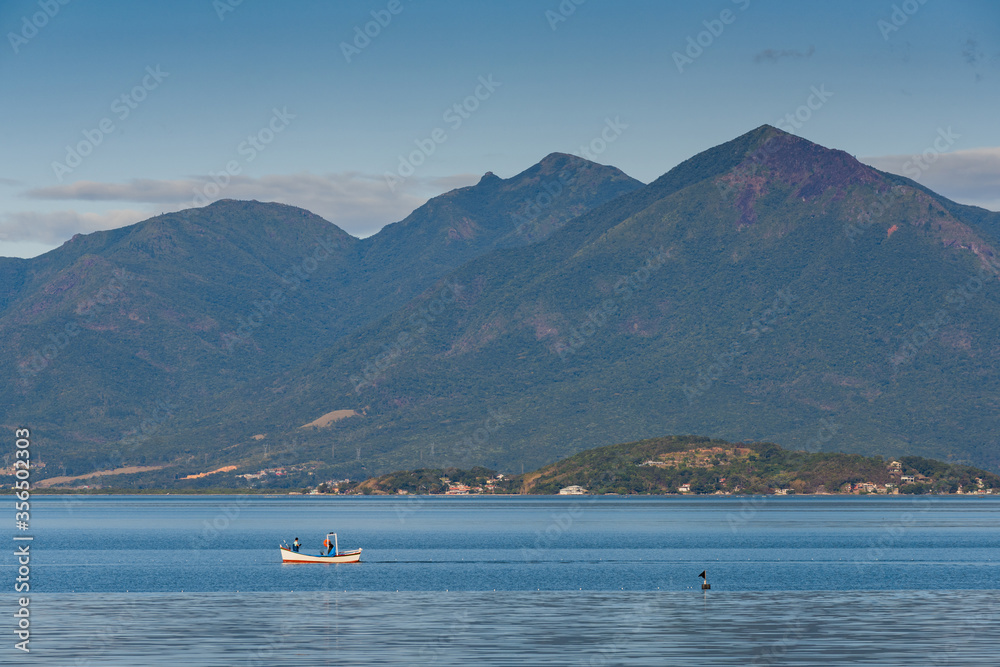 view of the seaside of Sao Jose in Brazil, blue sea during the day