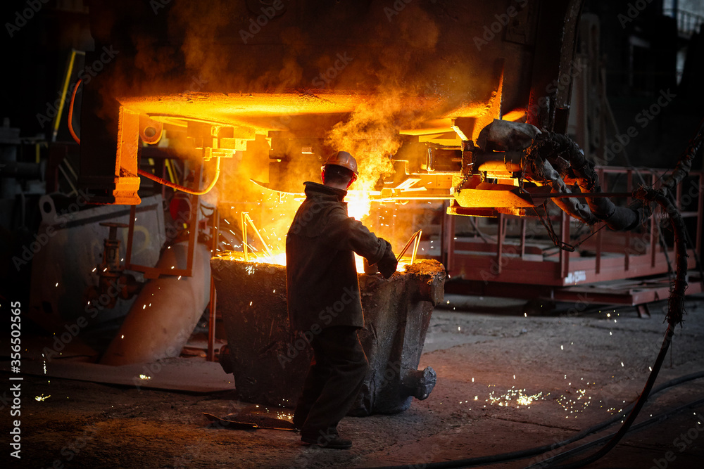 custom made wallpaper toronto digitalSteelmaker at ingot casting. Electric arc furnace shop EAF. Metallurgy.