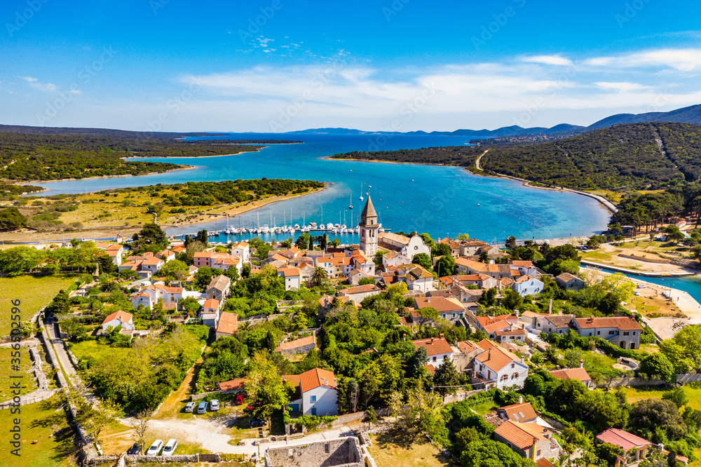 Historic Town of Osor with bridge connecting islands Cres and Losinj, Croatia