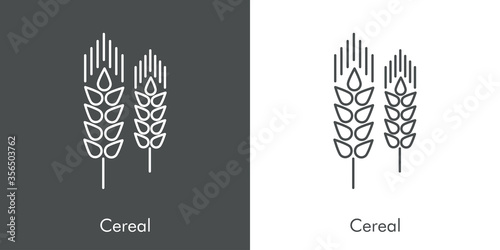 Icono plano lineal cereales en fondo gris y fondo blanco