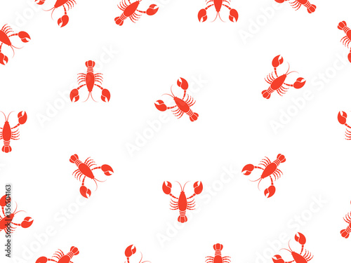 Lobster seamless pattern background. Seafood vector illustration.