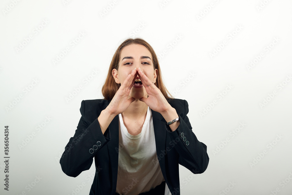 Scream, shout Holding hands near opened mouth. Screaming loudly with hand at face. Cupping . Yelling. Announcement. Attention, advertise Announcing important message, shouting news. Young attractive Scream, shout Holding hands near opened mouth. Screaming loudly with hand at face. Cupping . Yelling. Announcement. Attention, advertise Announcing important message, shouting news. Young attractive