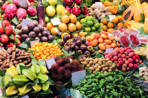 Tropical fruits stall at the market