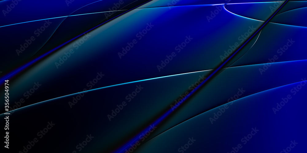 Volumetric 3D abstract space with black and blue color - obrazy, fototapety, plakaty 