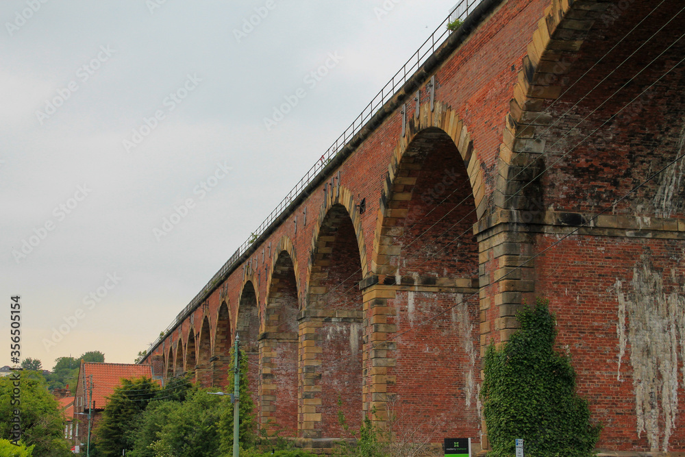 A red brick railway viaduct at Yarm, North Yorkshire