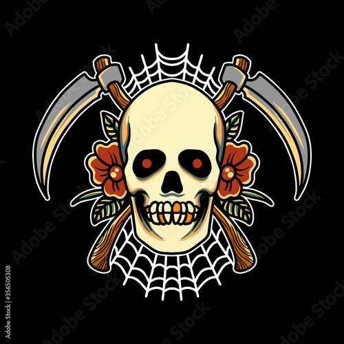skull reaper tattoo vector design for merchandise