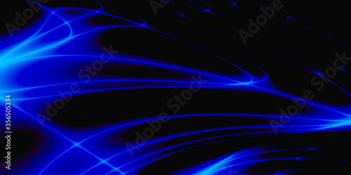 Volumetric 3D abstract space with black and blue color