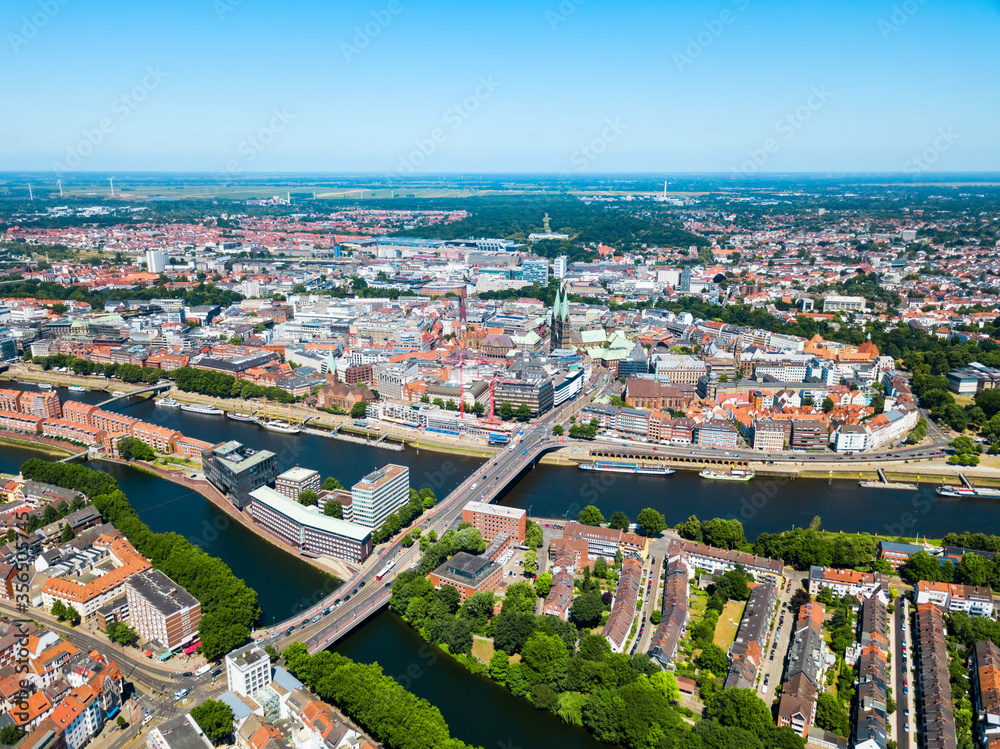 Bremen old town aerial view