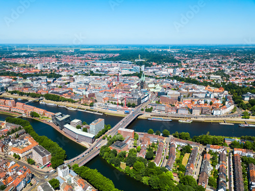 Fototapeta Naklejka Na Ścianę i Meble -  Bremen old town aerial view