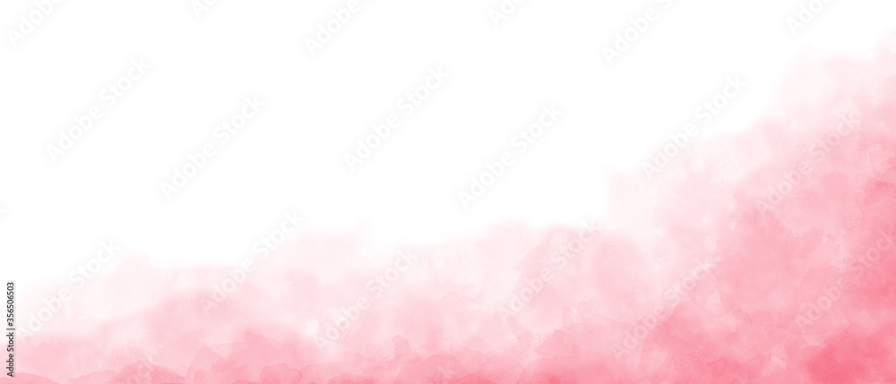 Pink half border soft focus watercolor background with space for text or image