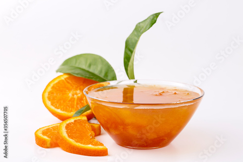 Bowl of orange jam isolated...