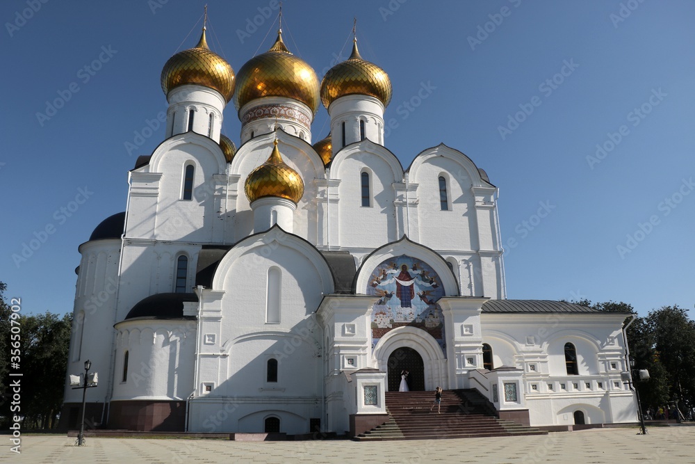 Domes on the Volga riverside, in Yaroslavl, Russia