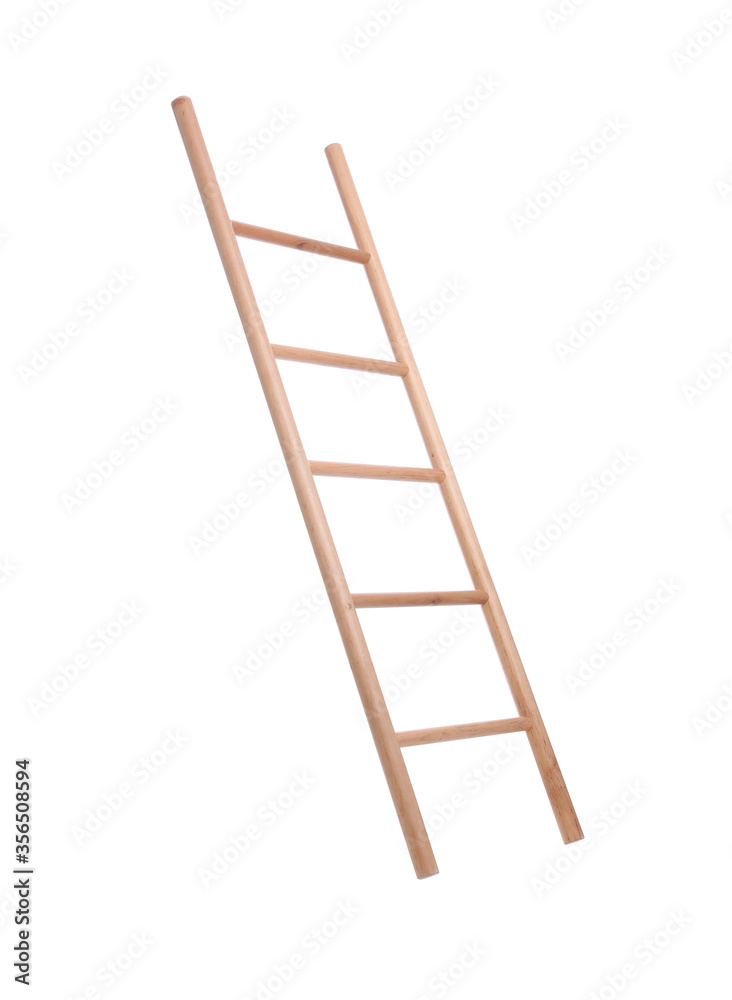 Modern wooden ladder isolated on white. Construction tool Modern wooden ladder isolated on white. Construction tool