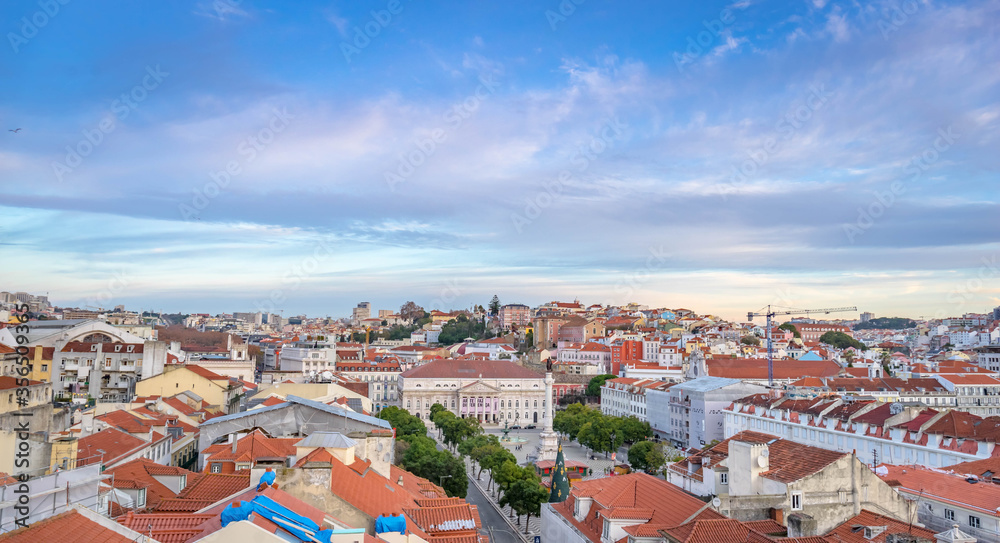 Lisbon skyline at sunny day 
