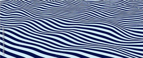 Blue abstract wave. Optical illusion. Twisted vector illustration.