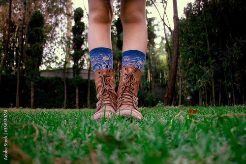 grass, shoes, feet, green, boots, foot, nature, shoe, walking, legs, boot, summer, outdoors, footwear, leg, hiking, fashion, park, socks, young, walk, people, environment, cottagecore, cottage, socks © Nico