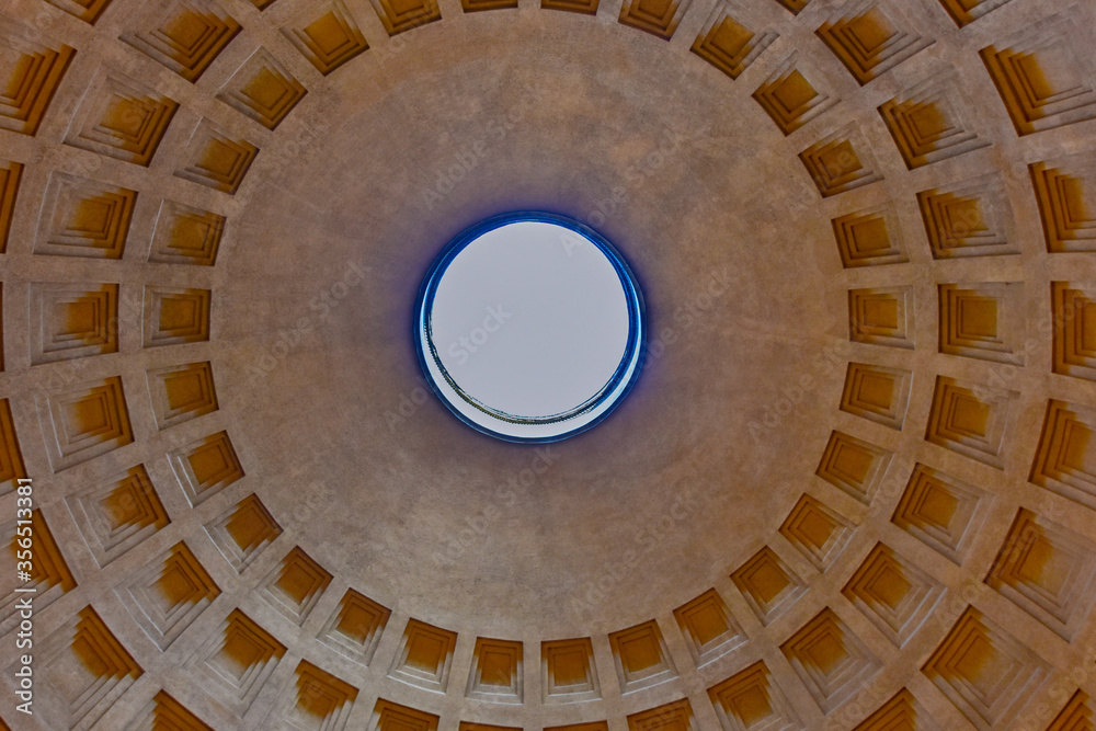 Wide Dome Pillars Altar Pantheon in Rome, Italy.