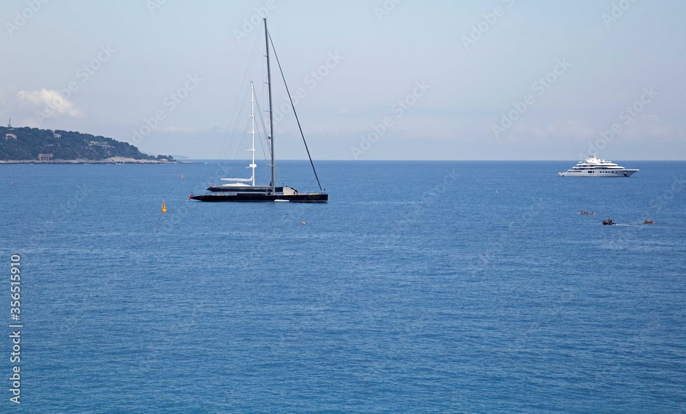 Obraz premium Monaco, Monaco, June 19th 2019, yachts at Monaco show the lifestyle of the super-rich