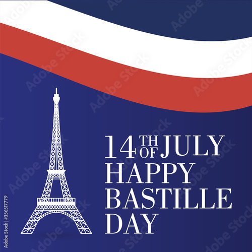 bastille day celebration card with eiffel tower