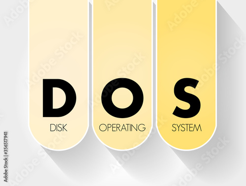 DOS - Disk Operating System acronym, technology concept background