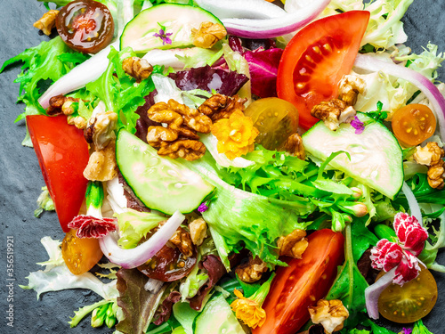 Salad of different types of lettuce photo