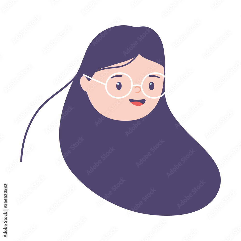 female face woman young character isolated design icon