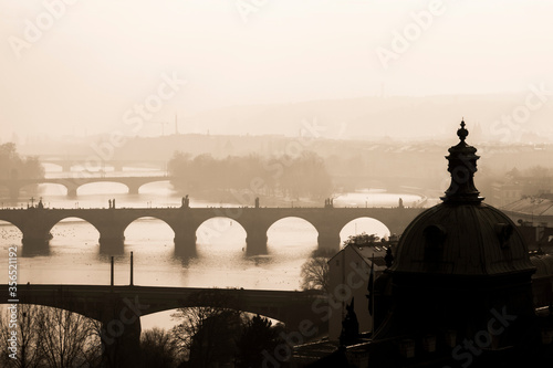 Charles bridge orange fog