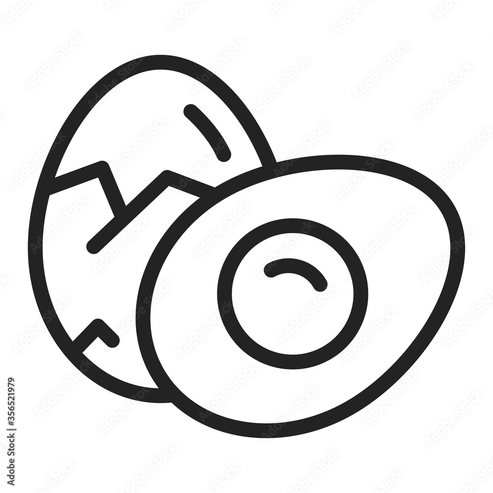 Two boiled eggs black line icon. Healthy, organic food. Isolated vector element. Outline pictogram for web page, mobile app, promo. Two boiled eggs black line icon. Healthy, organic food. Isolated vector element. Outline pictogram for web page, mobile app, promo.
