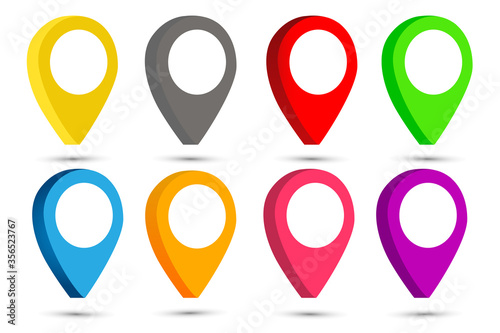 Rainbow colors glossy 3D vector map point markers