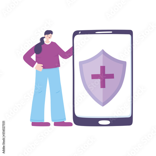 telemedicine, patient woman smartphone medical treatment and online healthcare services