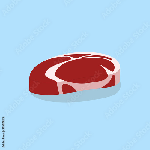 Raw steak icon. Flat illustration on a blue background for web design-vector.