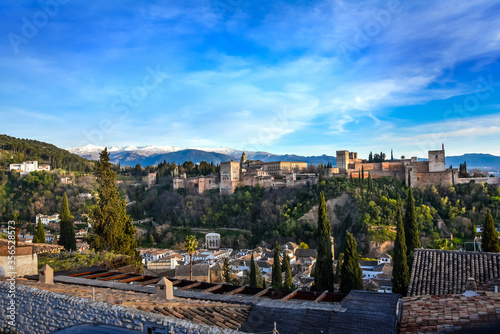 View of the Alhambra from the viewpoint of Albaicin, Granada, Andalusia
