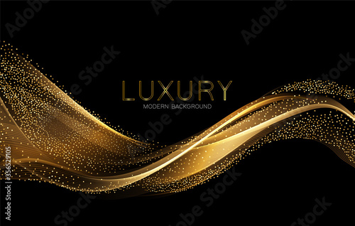 Abstract shiny color gold wave design element