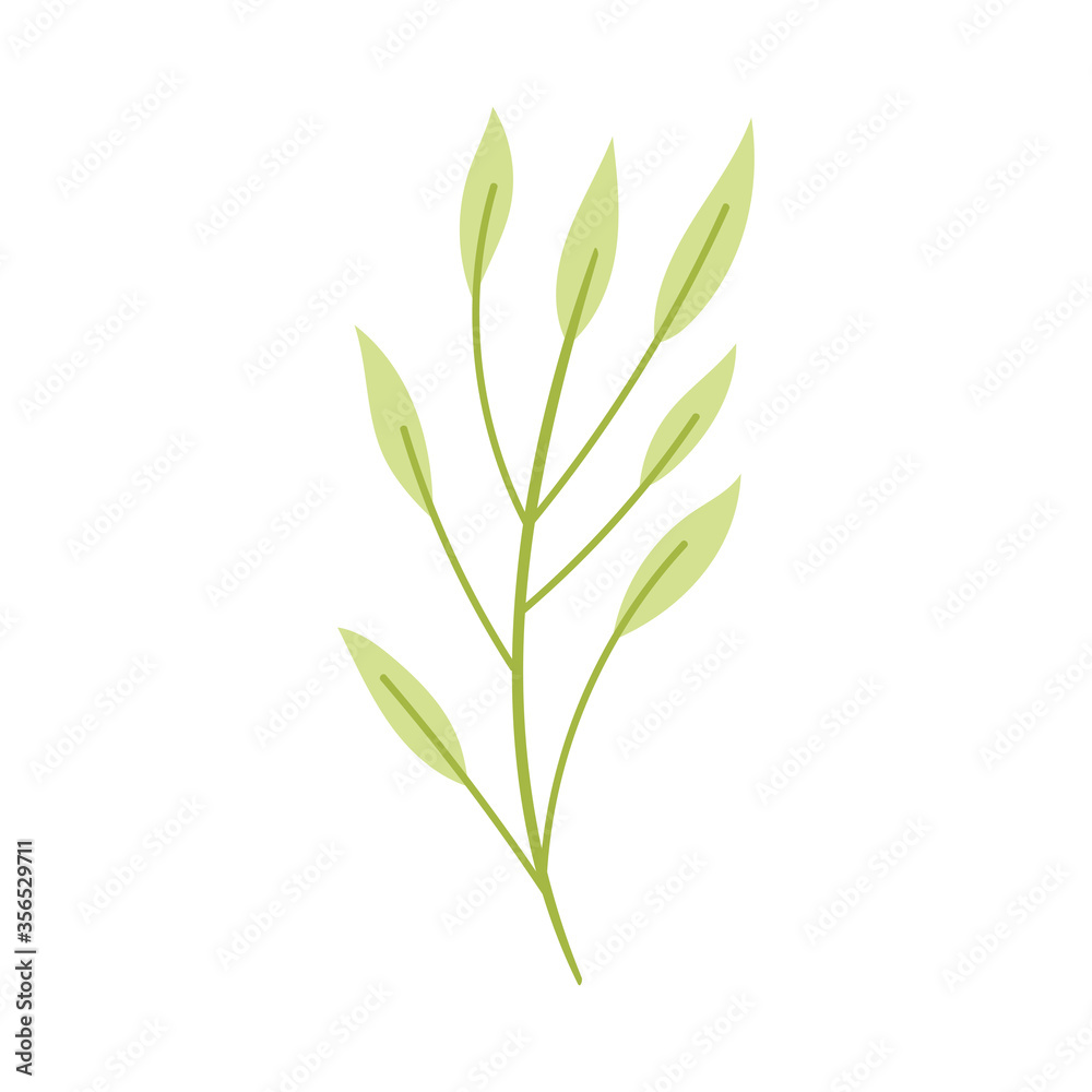 green branch leaves botanical nature isolated design icon