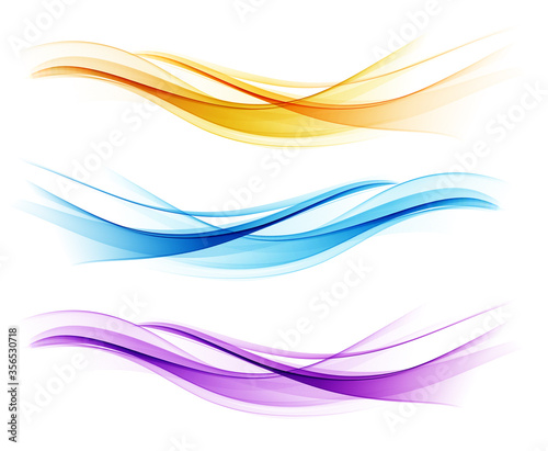 Fotografie, Obraz Set of color abstract wave design element