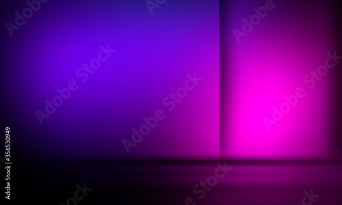 Ultraviolet futuristic abstract light. light laser line. Violet and pink gradient. Modern background, neon light. Empty stage, spotlights, neon. Reflection on the water, symmetry.