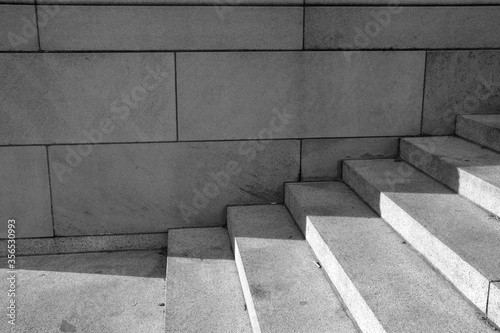 Wide, abstract, geometric fine art photography shots of granite, stone, or cement stairs and steps in black and white from city monuments and landmarks.