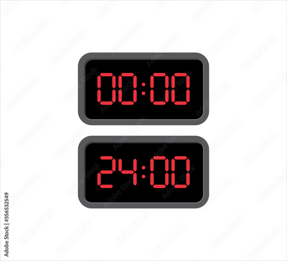 square digital clock showing time at twenty four and zero o'clock vector icon design square digital clock showing time at twenty four and zero o'clock vector icon design